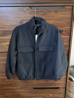 Zara Boys Black Warm Jacket with Stand-Up Collar. Size 11-12