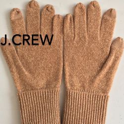 ❄️(NEW) WOMEN’S J.CREW CAMEL GOLD CASHMERE GLOVES WITH LUREX METALLIC THREADS - SIZE: OS (ONE SIZE)❄️