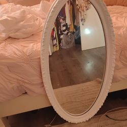 Vintage White Victorian Style Mirror 