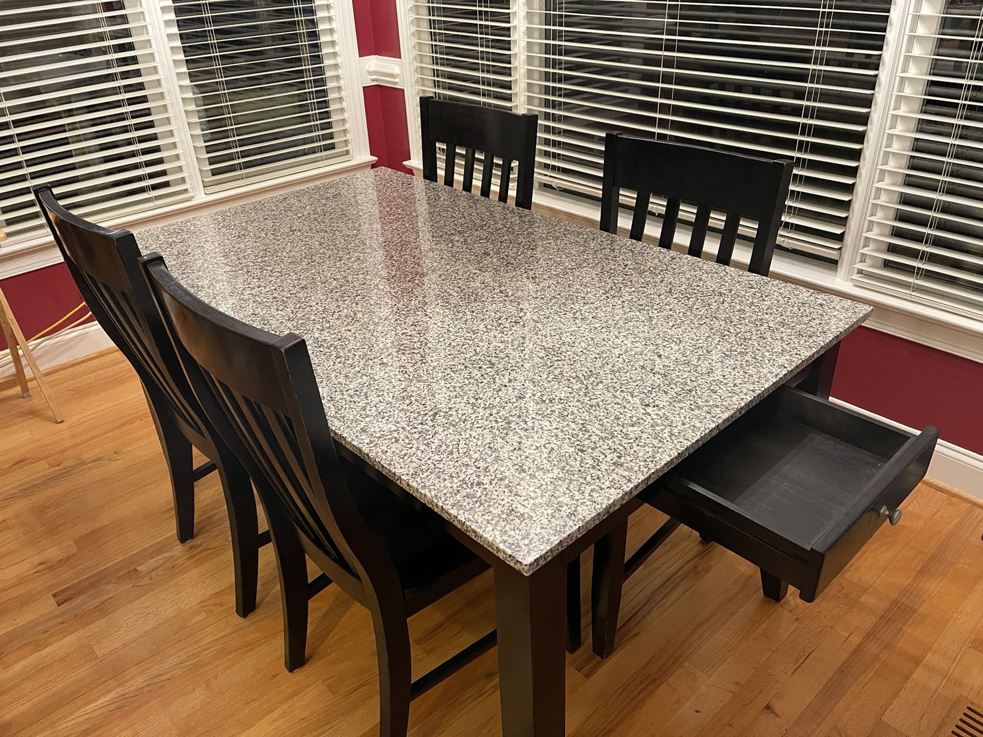 Granite Top Kitchen Table, 4 Chairs, 36x60