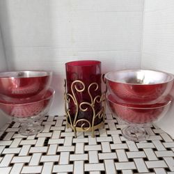 Christmas Glass Centerpiece Container's And Candle Holder 