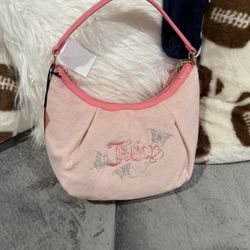 Juicy Couture Wingin It Terry Hobo Bag Pink Diamond Butterfly Shoulder NEW Purse