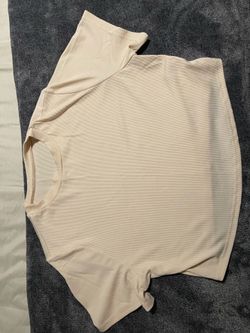 Cream cropped Mock Neck Top