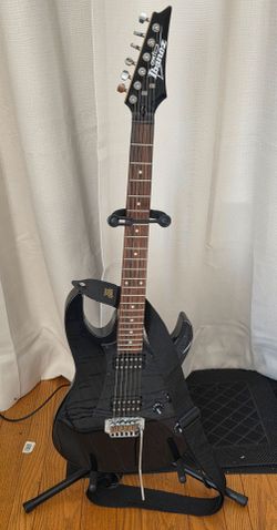 ibanez g10 electric guitar, strap, stand
