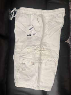 Voyage Studio White Cargo Shorts