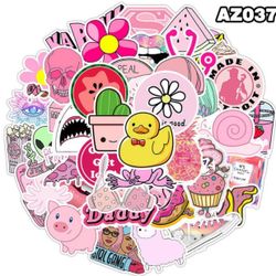 50 Pieces Random Pink Stickers Pack 