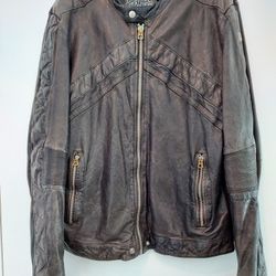 Diesel Black Leather Jacket - Size Medium