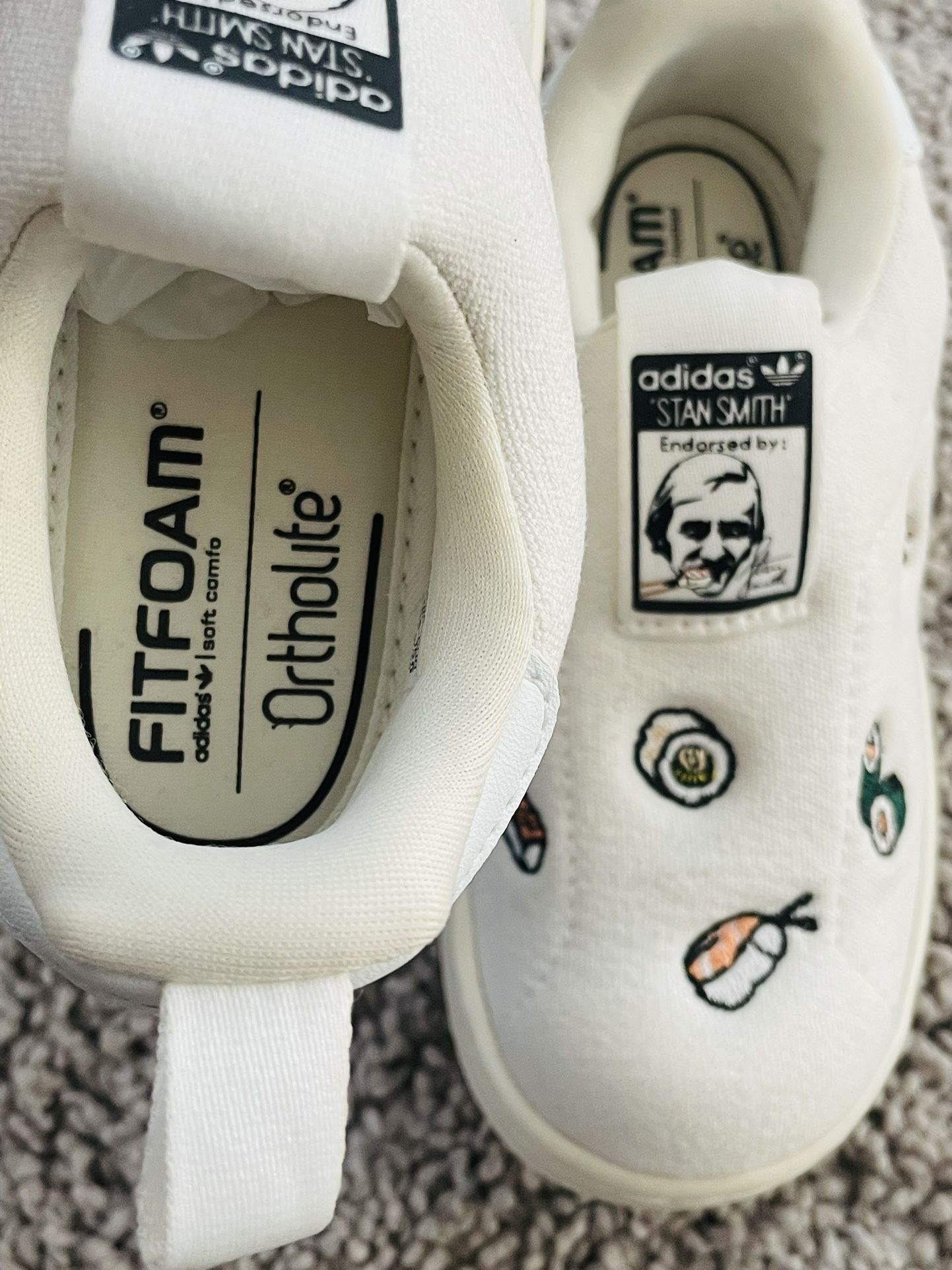 New Adidas Stan Smith Kids Sushi Print Limited Edition Slip on