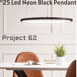 Brand New 25" Led Neon Black Pendant  Project 62