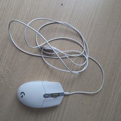 White Logitech Wired Mouse With RGB lights