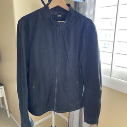 Superdry Genuine Leather Biker Jacket - Black - Size Medium
