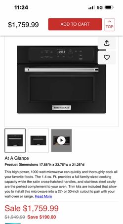 KitchenAid Built-In Microwave Black