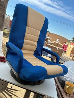 Blue and Tan Floor Gaming Chair