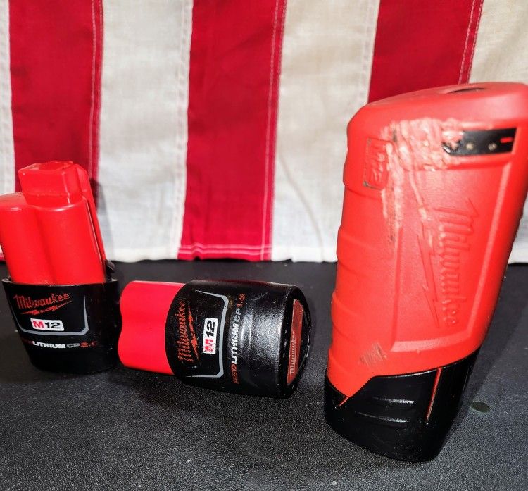 3 Milwaukee 12V Batts and...
