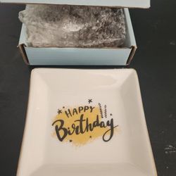 Ceramic Happy Birthday Ring Dish