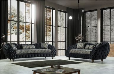 Dalia Black Velvet Sofa & Loveseat (FINANCE AVAILABLE)