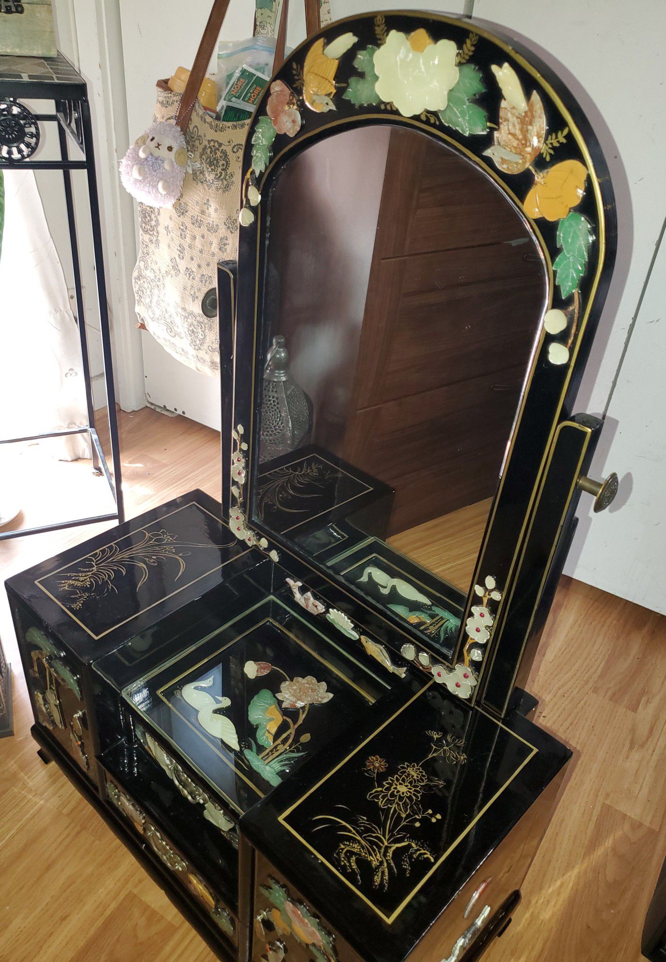 Antique Asian Vanity Dresser with Mirror