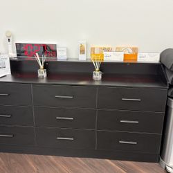 Large Black Dresser / Storage Cabinet – 9 Drawers – 63” Wide