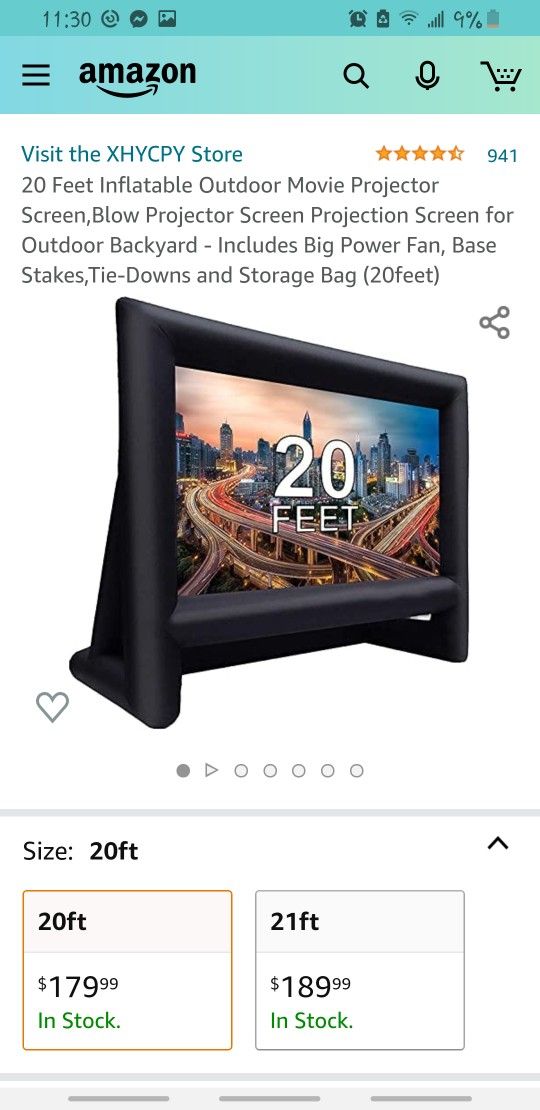 20ft  inflatable movie screen