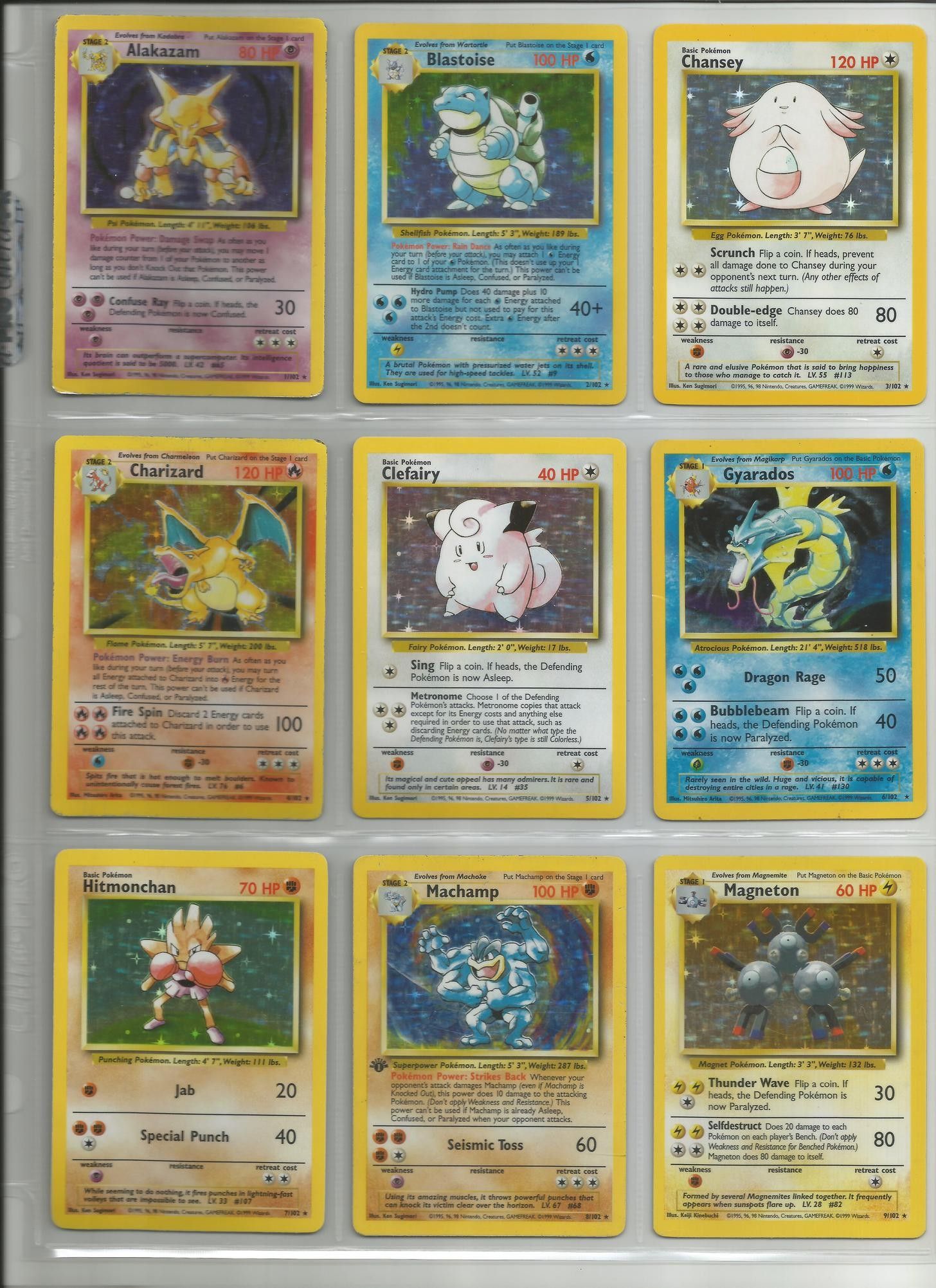 Complete Pokemon Base Set Vintage WOTC cards including Charizard