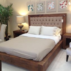 Pampa Tufted Bed Frame - Real Wood King