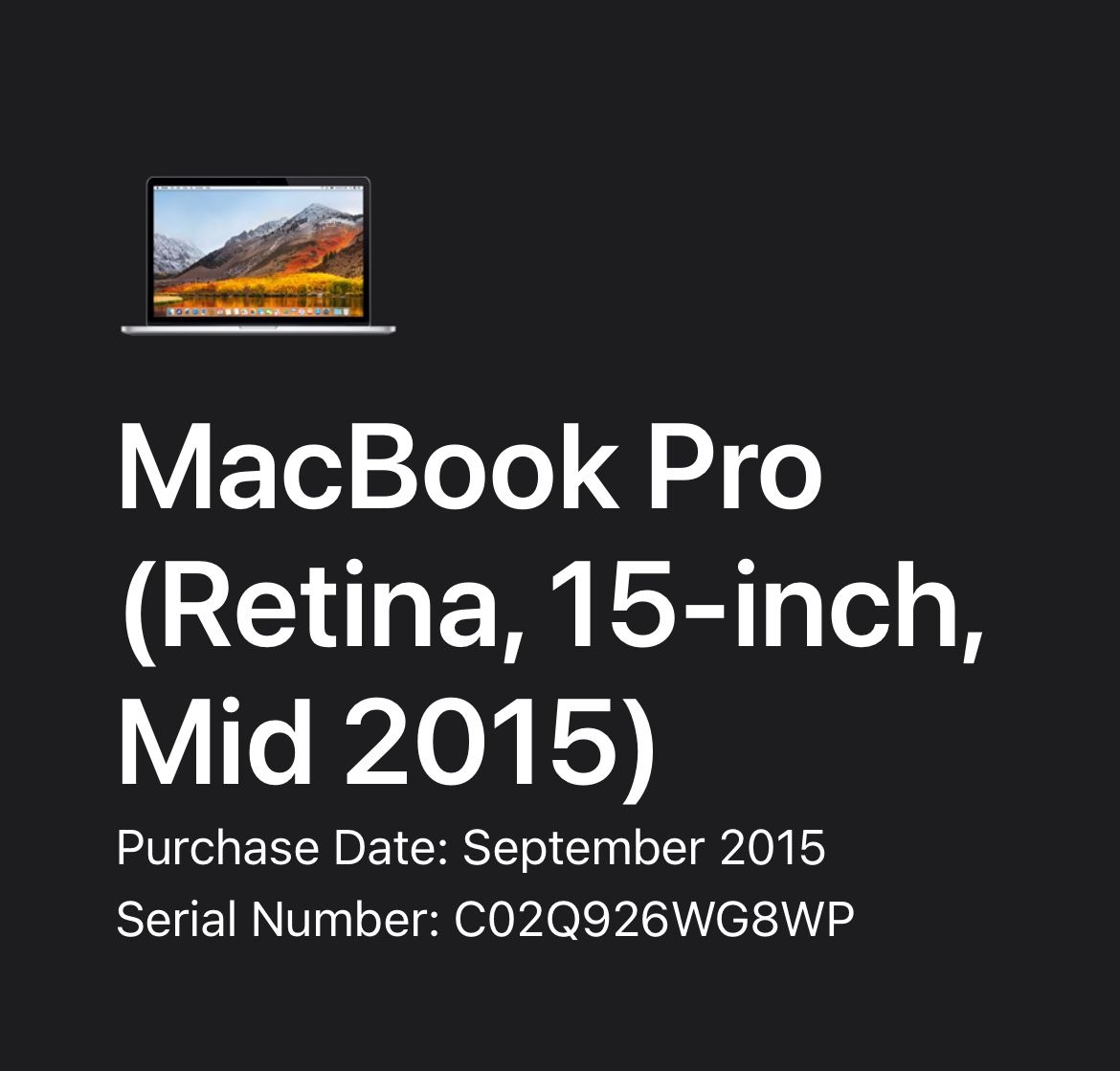 Macbook Pro Mid2015 15inch Broken Retina Screen