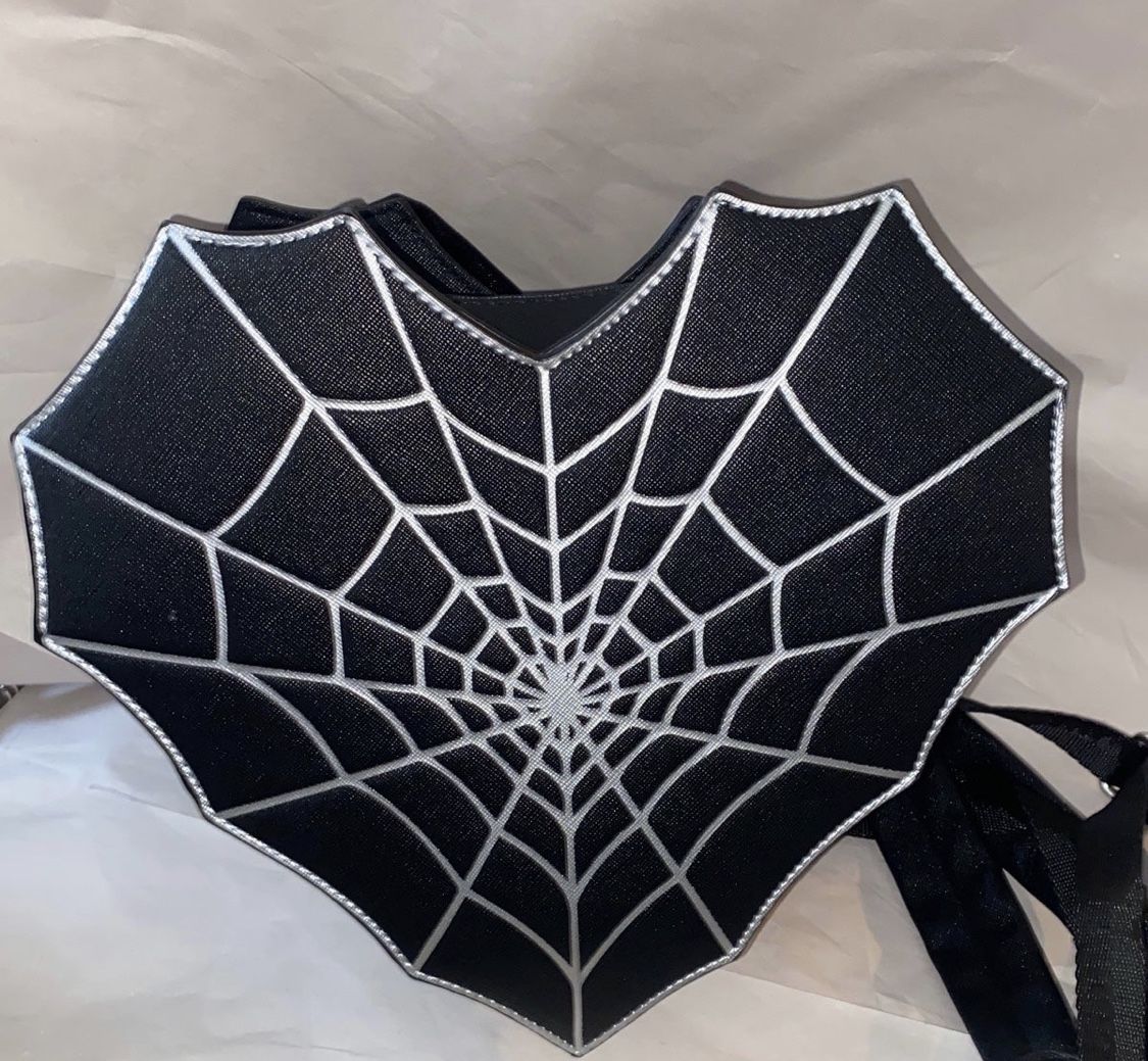 Mad engine spider web heart shaped Halloween backpack