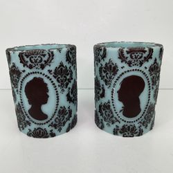 Arhaus Blue Decorative Candle Set Of 2