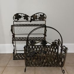 Magazine basket + wall shelf - bathroom set