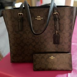 Coach Mollie Tote bag In Signature Canvas + Wallet