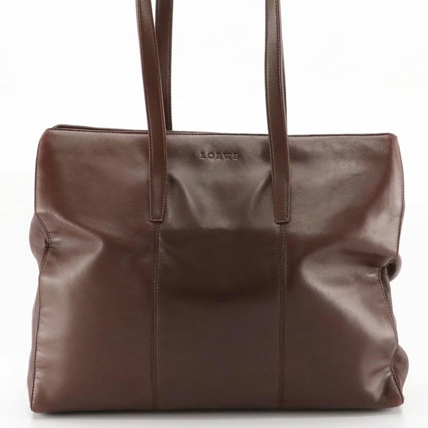 Loewe Tote in Dark Brown Lambskin Leather