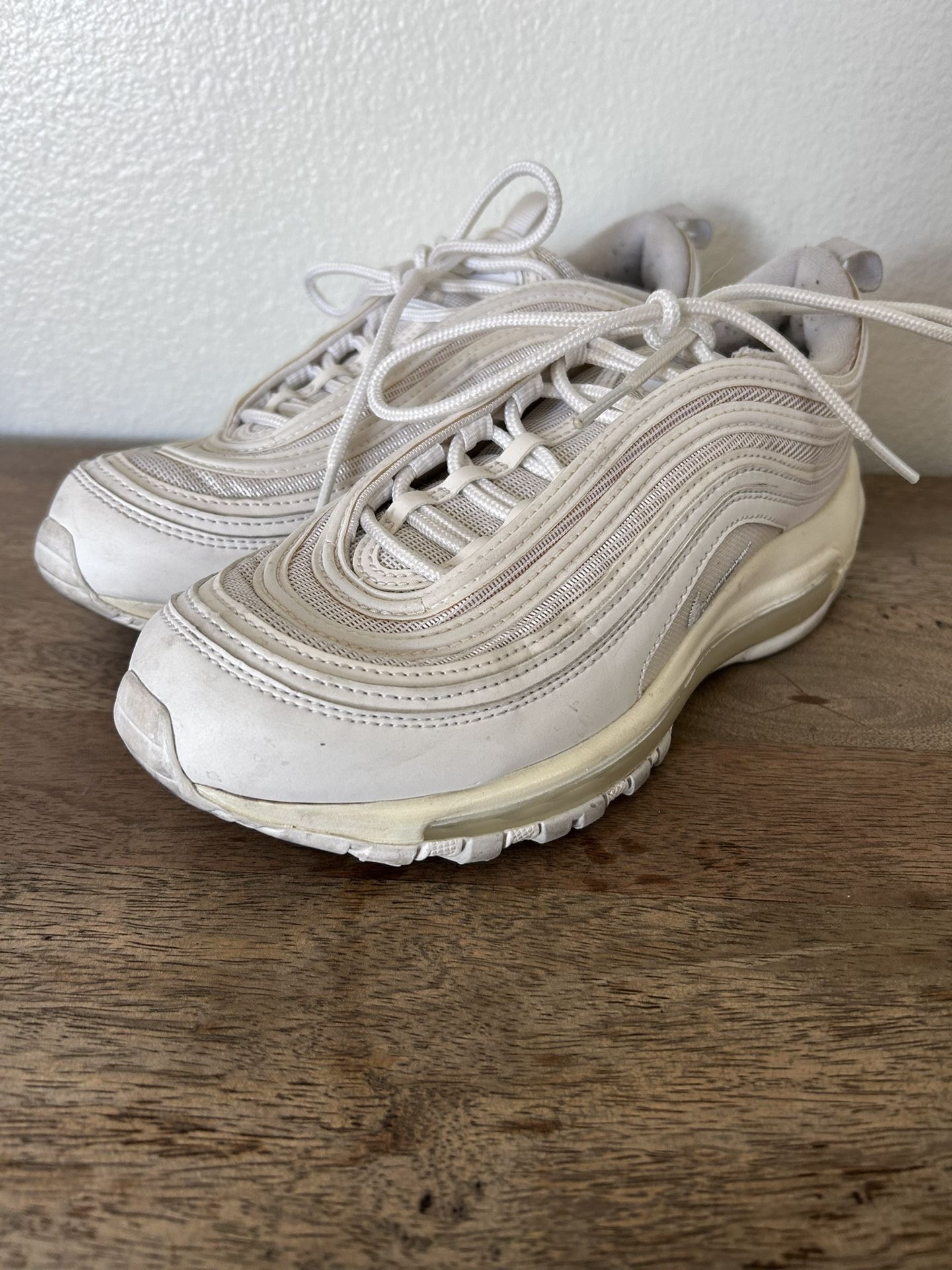 Nike Women’s Air Max 97 Triple White Athletic Running Shoes Sneakers Size 7.5 US