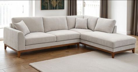 Brand New Grey Mid-Century Modern Style Sectional Sofa