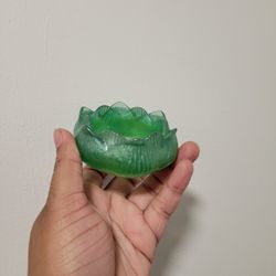 Handmade Resin bowl two-tone green lotus