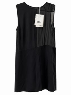 Black Sleeveless Mini Dress with Sheer Panels