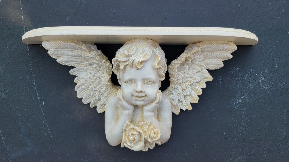 Angel Shelf, Winged Cherub With Roses