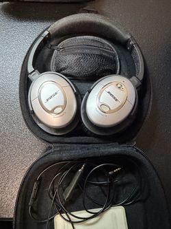 Bose QuietComfort 15 QC15 Silver Wired Noise Cancelling Headphones w/ Case & Cables