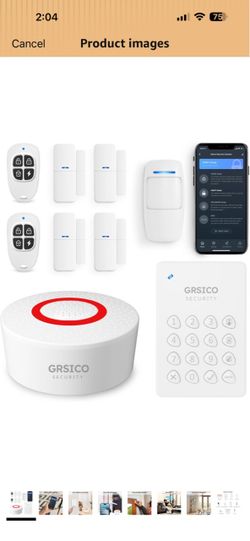 GRSICO Wireless Alarm System 9 Piece Kit, WiFi Alarm System for Home Security with Phone APP Alert (Alarm Siren, Keypad, Remote, Motion, and Door Sens