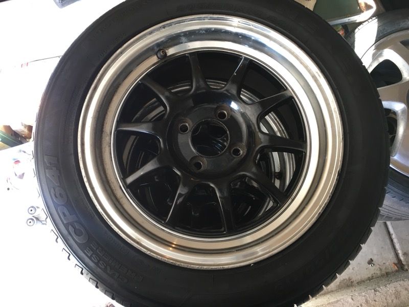 15x7 DRAG DR16 Wheels 4x100 Black/Polished Lip