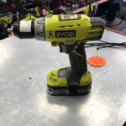 1003 Ryobi P214 18v Lithium Ion 1/2” Hammer Drill Driver W/ 1.5ah Battery 001825