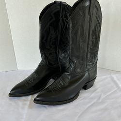 Vintage Men's Justin's Black Leather Cowboy Western Boots 10 D Style #W2386