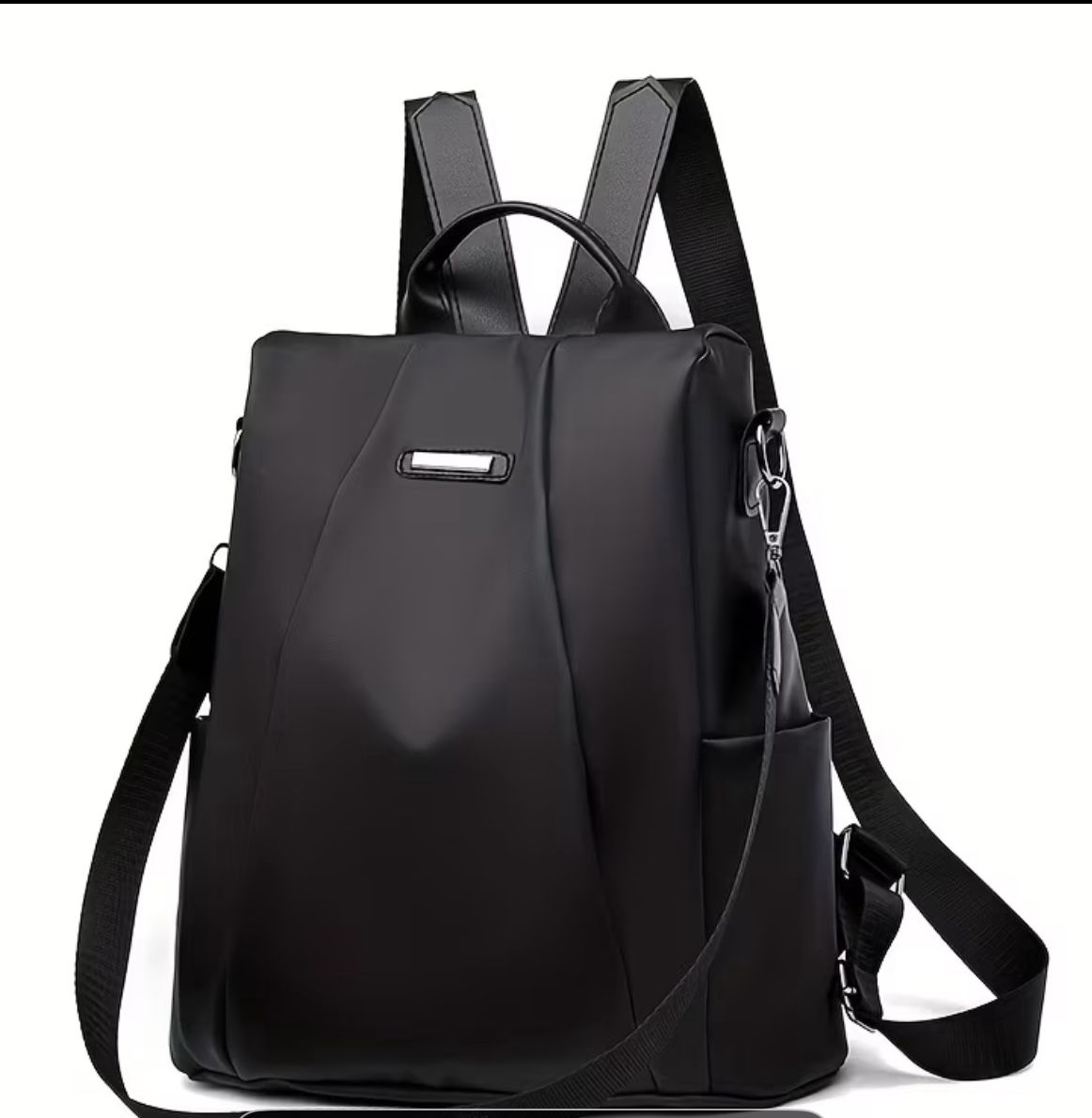 This is a stylish black backpack perfect for everyday use.
