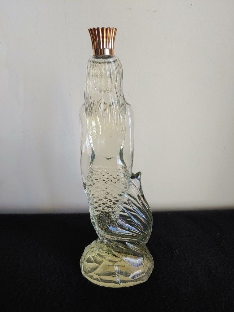 Glass Mermaid Avon Vintage Perfume Bottle Fish Girl Statue Nautical Ocean