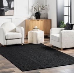 Modern Farmhouse Handwoven Jute Rug 6’ x 9’ in Black