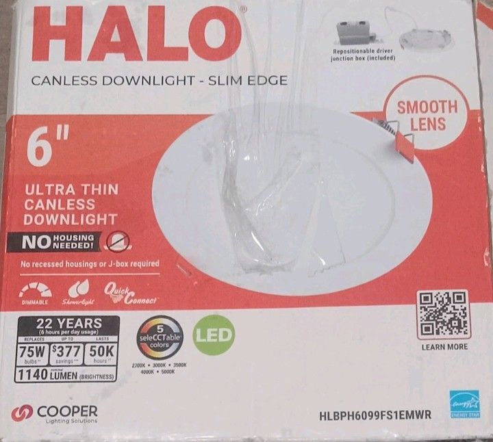 Halo Canless Recessed LED Downlight Plastic 6" 120V 