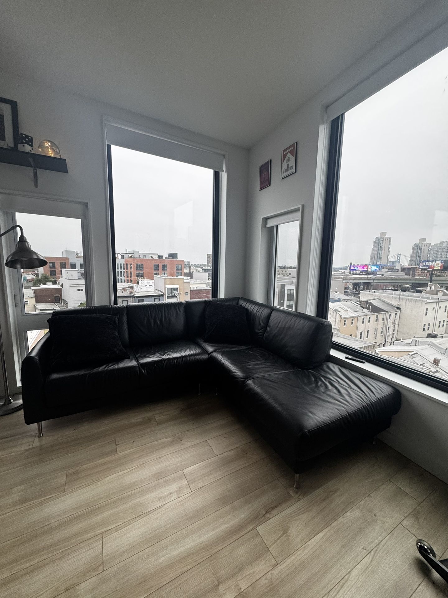 Black Faux Leather Couch
