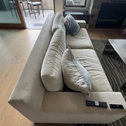 Restoration hardware Furniture)Family Room Set (Large Sofa, Area Rug, Two Sofa chairs And Coffee Table (more Like Art Piece)