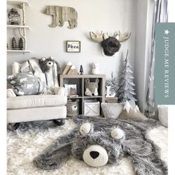 Gray Binky Bear Nursery Rug - ClaraLoo 