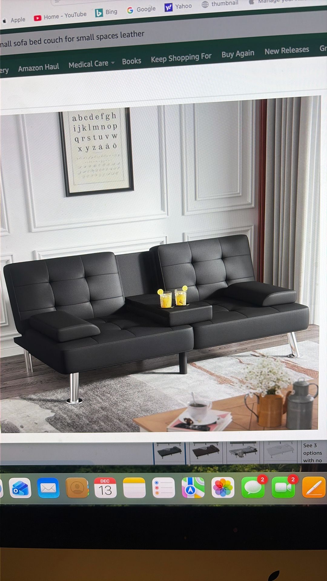 Black Leatherette Sofa Bed