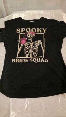 Bride Squad - Halloween Skeleton Graphic T-Shirt Black XL & L